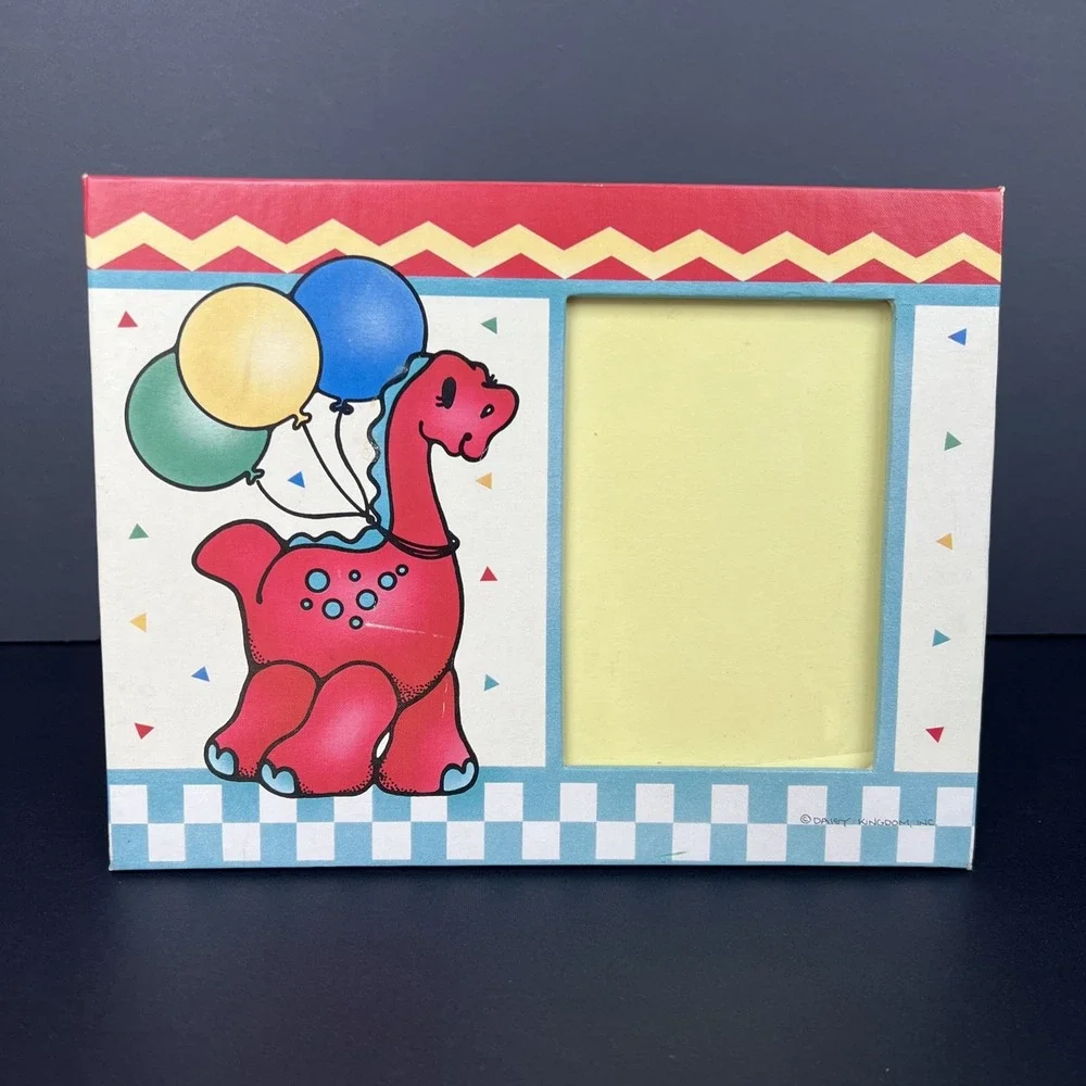 VTG 90s Daisy Kingdom Dinosaur Picture Frame 3x5 Kids Nursery Made USA